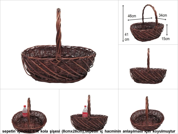 sd20362 üstten saplı oval no3 söğüt sepet - 1