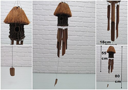sd25949 kuş yuvalı bambu rüzgar çanı - 
