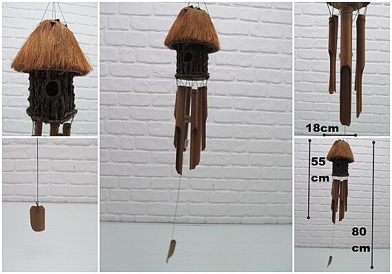 sd25949 kuş yuvalı bambu rüzgar çanı - 1