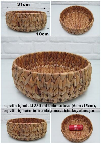 sd28029 dekoratif no3 yuvarlak hasır sepet kase - 1