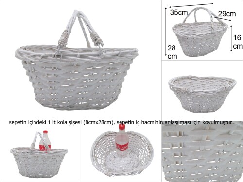 sd29338 sapları katlanan beyaz hasır sepet - 