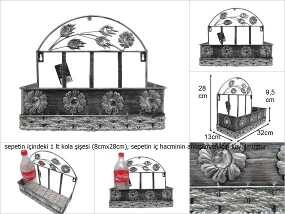sd35112 ferforje üzerine örülü dekoratif kapı/duvar sepeti - 1