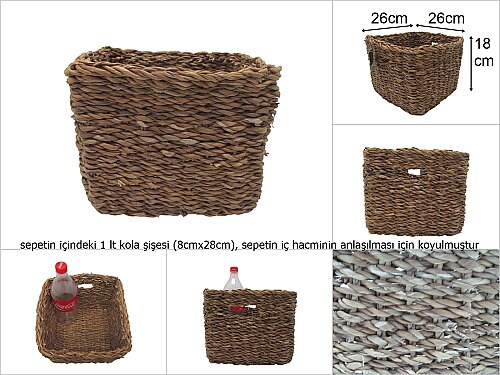 sd35187 dekoratif no1 düzenleyici organizer derin kare hasır sepet - 