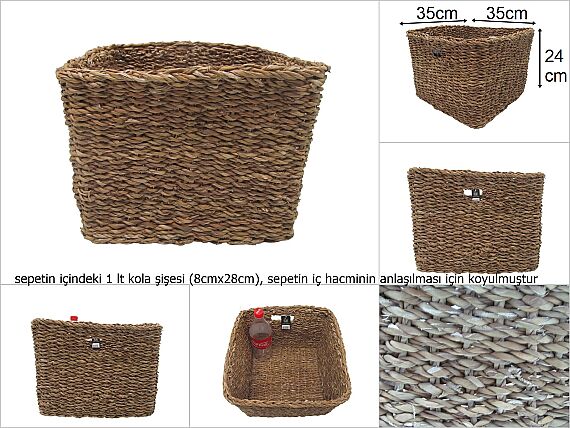 sd35189 dekoratif no3 düzenleyici organizer derin kare hasır sepet - 1