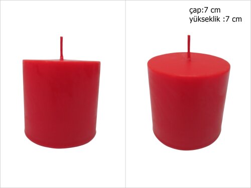 sd39844 dekoratif silindir kırmızı mum 7cmx7cm - 