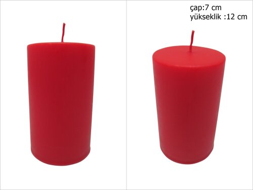 sd39850 dekoratif silindir kırmızı mum 7cmx12cm - 