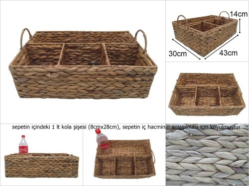 sd42562 dekoratif bölmeli düzenleyici hasır sepet - 