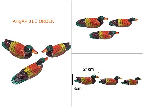 sd44609 dekoratif ahşap 3 lü ördek - 