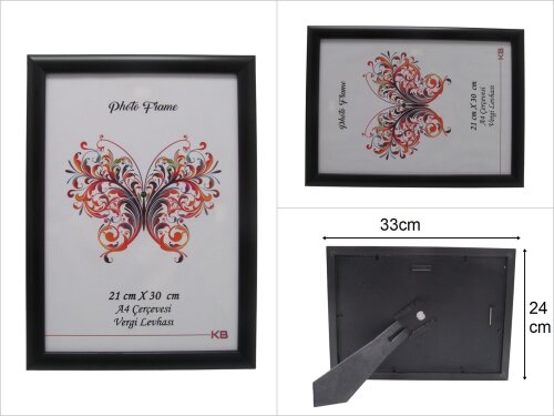sd45660 siyah pvc fotoğraf çerçevesi A4 ebat 21x30 cm - 