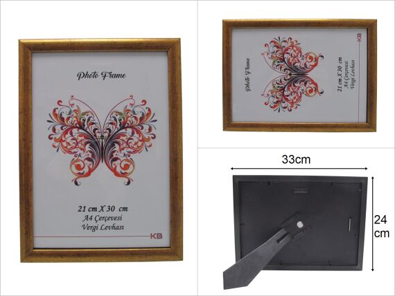 sd45662 eskitme gold renk pvc fotoğraf çerçevesi A4 ebat 21x30 cm - 1