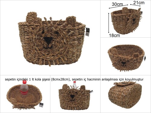 sd47014 aslan dekorlu oval hasır sepet - 