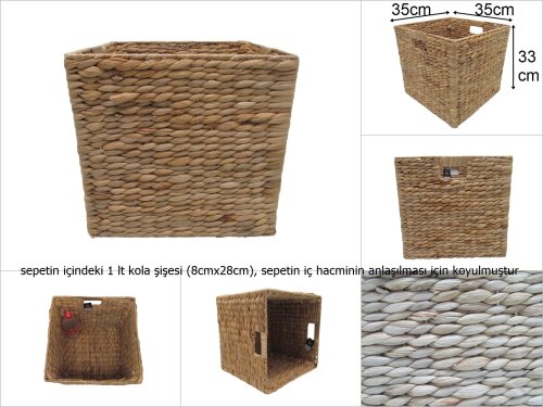 sd48072 dekoratif kare no1 hasır depolama sepeti - 