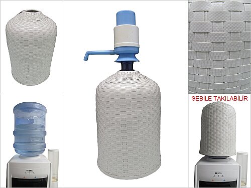sd48199 el örgüsü kırık beyaz plastik damacana kılıfı (19lt) - 