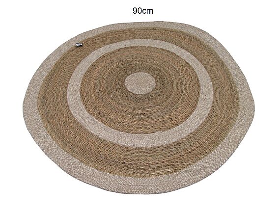sd48446 dekoratif hasır ve bej pamuk ip dokuma halı paspas 90 cm - 1
