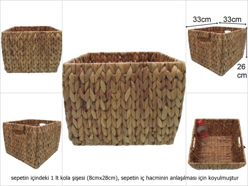 sd48913 dekoratif kare no3 düzenleyici hasır sepet - 