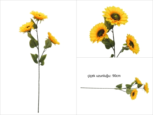 sd49362 dekoratif 3 kafa yapay ayçiçeği - 