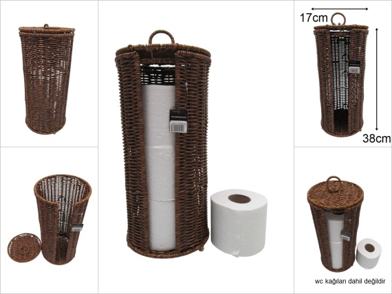 sd49689 metal iskelet üzerine pvc örülü yedek tuvalet kağıdı saklama sepeti - 1