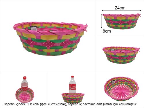 sd49752 yuvarlak pembe bambu sepet - 