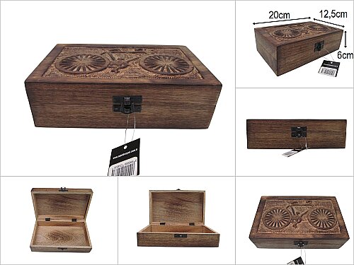 sd50004 dekoratif kapagı oymalı ahşap kutu asorti 20x12,5x6cm - 