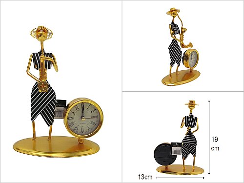 sd50100 dekoratif gold boyalı metal müzisyen biblo saat saksafon - 