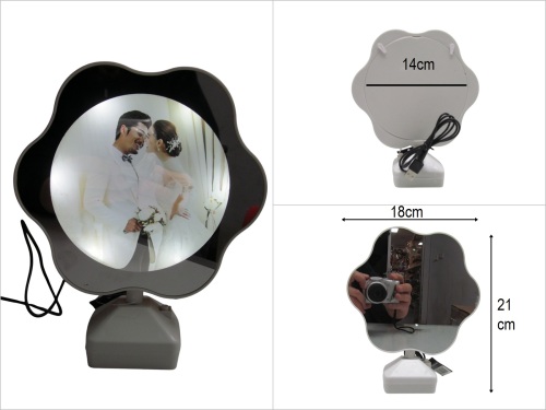 sd50290 beyaz çiçek model ışıklı ayna + fotoğraf çerçevesi - 