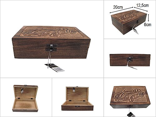 sd50655 dekoratif kapagı oymalı ahşap kutu asorti 20x12,5x6cm - 