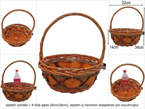sd51176 dekoratif yuvarlak no3 üstten saplı söğüt sepet - 