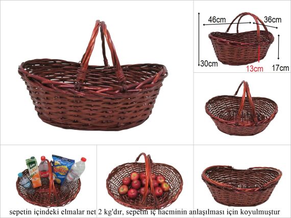 sd51273 sapları katlanan maun kahverengi (gül ağacı tonu) gondol söğüt sepet - 1