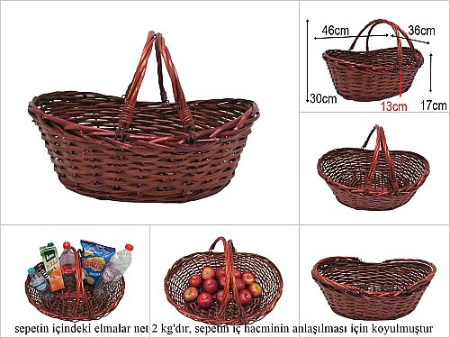 sd51273/K sapları katlanan maun kahverengi (gül ağacı tonu) gondol söğüt sepet - 25 ADETLİ KOLİ FİYATI %25 İNDİRİMLİ