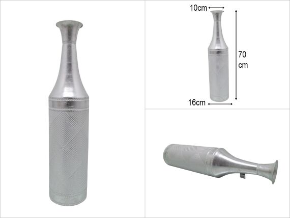 sd51365 dekoratif eskitme gümüş renkli dövme metal vazo - 1