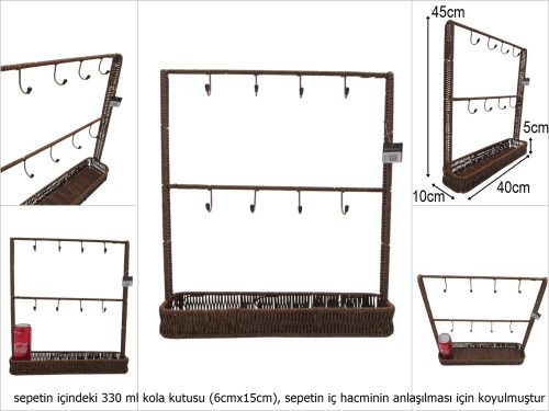 sd51373 metal iskelet üzerine pvc örülü askılı sepet - 