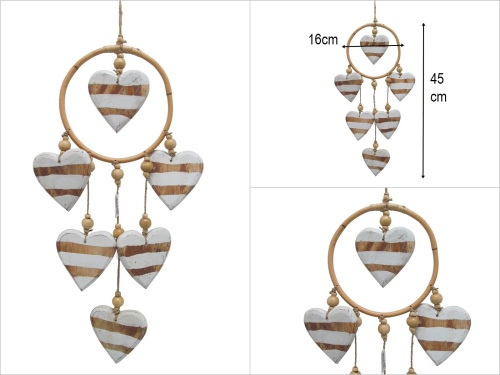 sd51918 bambu çemberli ahşap kalp - 