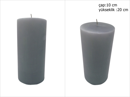 sd52231 dekoratif silindir gri mum 10cmx20cm - 