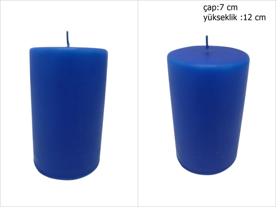 sd52236 dekoratif silindir mavi mum 7cmx12cm - 1