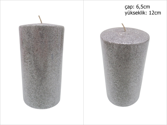 sd52261 dekoratif simli gümüş mum 6,5cmx12cm - 1