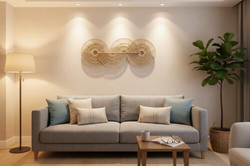 sd52332 metal iskelet üzerine doğal rattan örülü dekoratif duvar dekoru - (1)