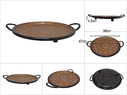 sd52352 dekoratif kulplu no1 yuvarlak otantik metal tepsi - 