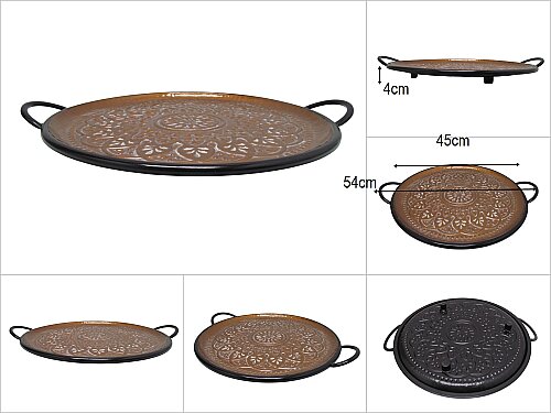 sd52353 dekoratif kulplu no2 yuvarlak otantik metal tepsi - 