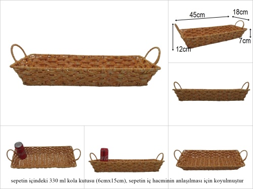 sd52388 no3 rattan görünümlü pvc dikdörtgen sepet - 