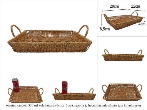sd52397 rattan görünümlü no3 dikdörtgen sepet - 