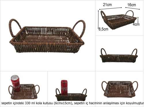 sd52398 rattan görünümlü no1 kahverengi dikdörtgen sepet - 