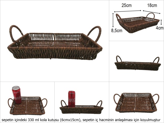 sd52399 rattan görünümlü no2 kahverengi dikdörtgen sepet - 1