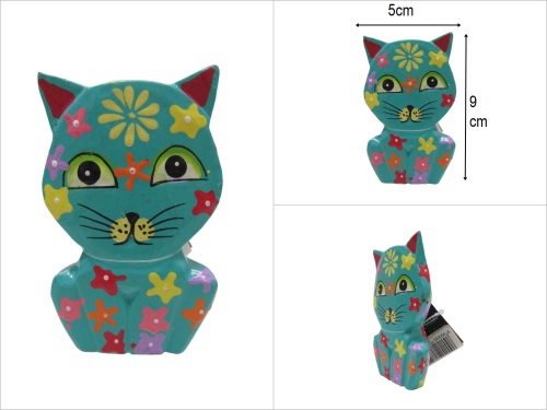 sd52519 çiçek desenli dekoratif ahşap su yeşili kedi - 