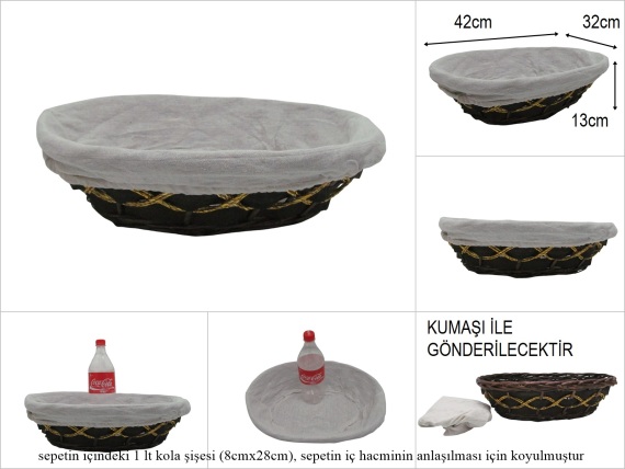 sd52560 gold ip dekorlu kumaşlı kahverengi oval sepet - 1