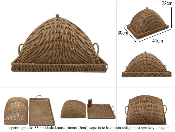 sd52615 rattan görünümlü kapaklı pvc dikdörgen sunumluk fanus - 1