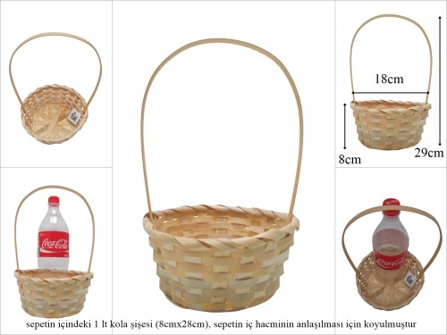 sd52640 üstten saplı yuvarlak no2 bambu sepet - UYGUN FİYATLAR KAMPANYALI SEPETLER KATEGORİSİNDE