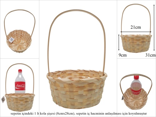 sd52641 üstten saplı yuvarlak no3 bambu sepet - UYGUN FİYATLAR KAMPANYALI SEPETLER KATEGORİSİNDE