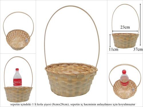 sd52642 üstten saplı yuvarlak no4 bambu sepet - UYGUN FİYATLAR KAMPANYALI SEPETLER KATEGORİSİNDE
