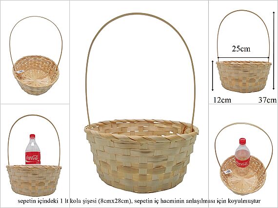 sd52643/K üstten saplı yuvarlak no5 bambu sepet 70 ADET - 1