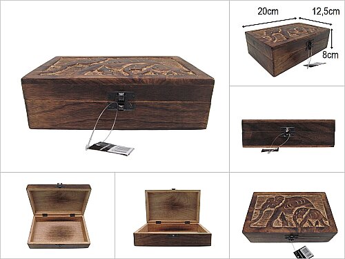 sd52686 dekoratif kapagı oymalı ahşap kutu asorti 20x12,5x6cm - 
